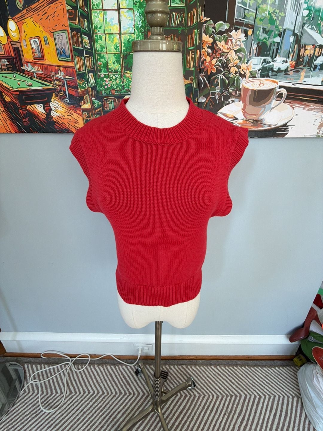Wilfred - Aritzia Red Sleeveless Merino Wool Blend Knit Sweater Vest Size S